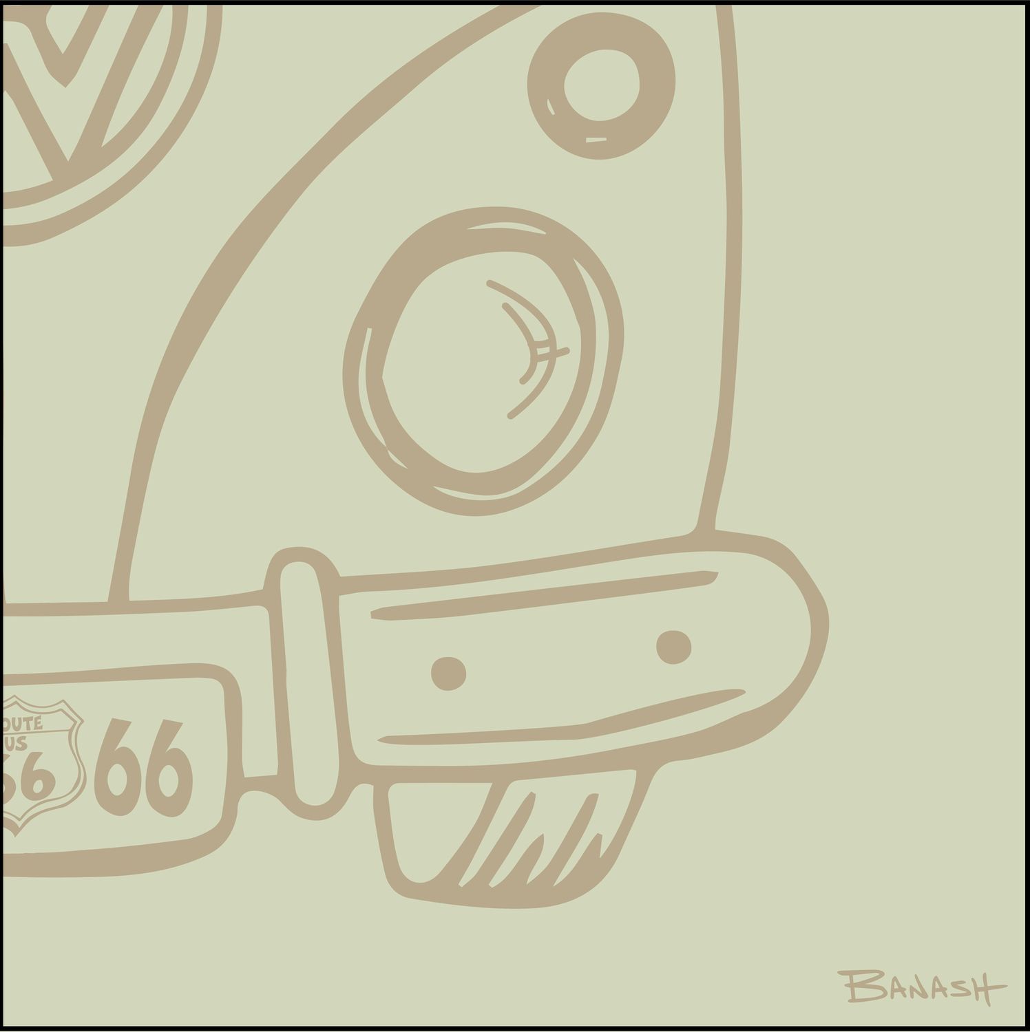 ROUTE 66 . ROAD BUS GRILL . LEFT GRILL | LOOSE PRINT | ILLUSTRATION | 1:1 RATIO