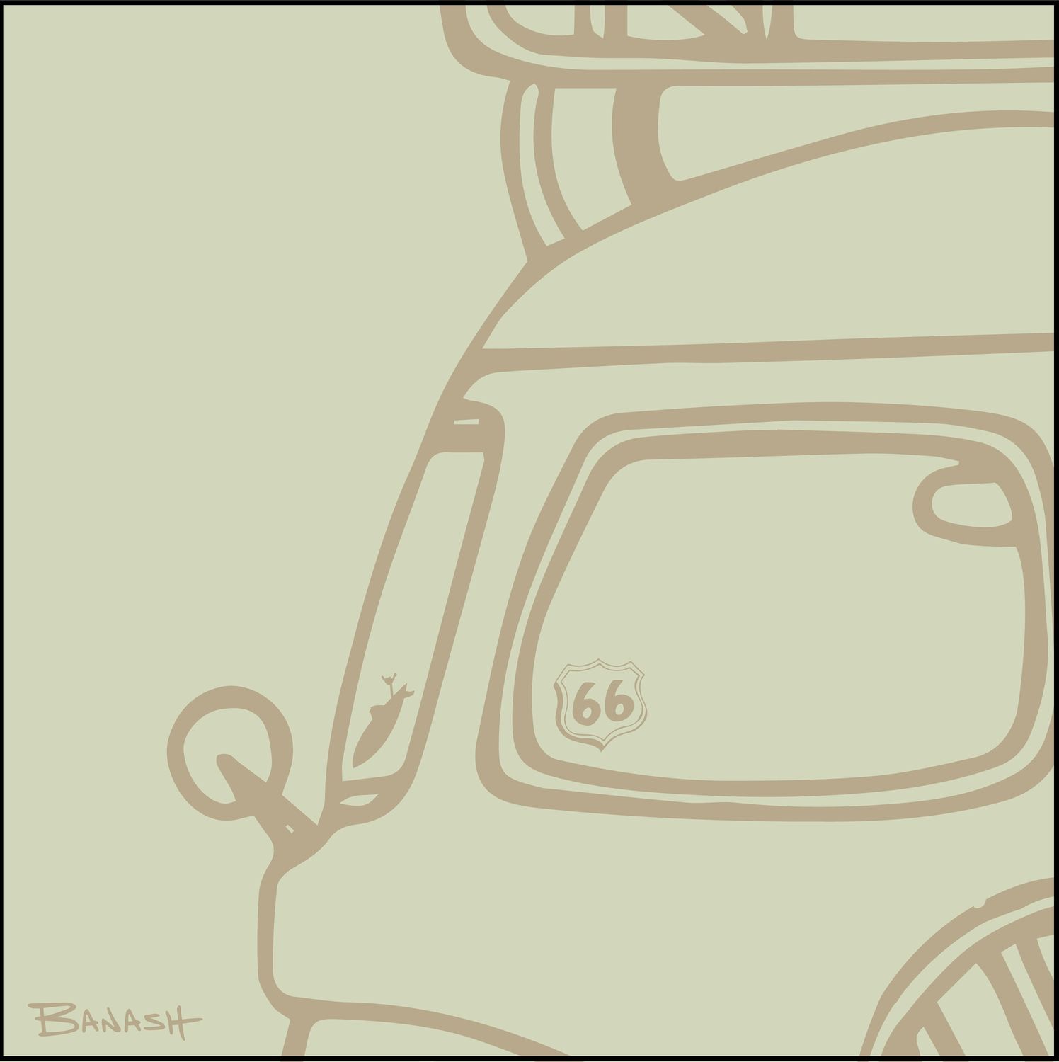 ROUTE 66 . ROAD BUS GRILL . RIGHT WINDOW | LOOSE PRINT | ILLUSTRATION | 1:1 RATIO