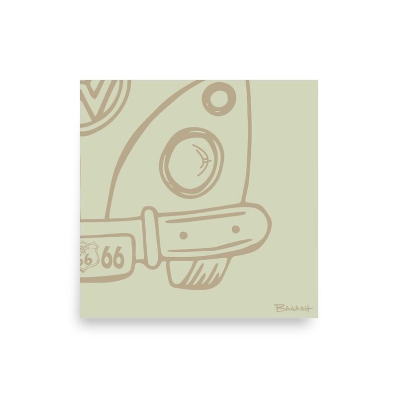 ROUTE 66 . ROAD BUS GRILL . LEFT GRILL | POSTER PRINT | ILLUSTRATION | 1:1 RATIO