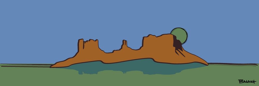 MONUMENT VALLEY . FOUR CORNERS . SERIES | CANVAS | ILLUSTRATION | 1:3 RATIO, Size: 5x15, STYLE: SIMPLE