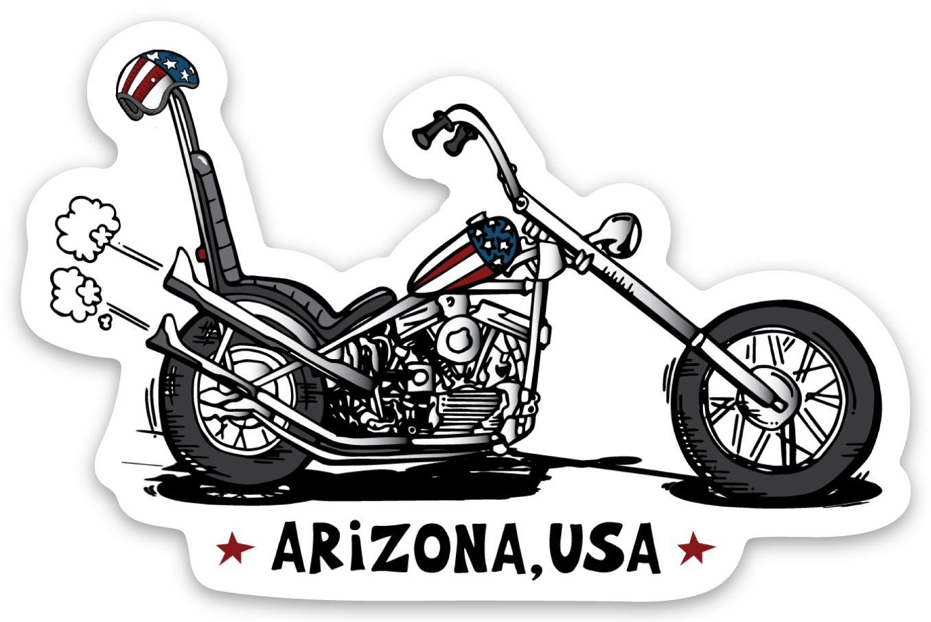EASY RIDER . ARIZONA USA | DIE CUT STICKER, Size: 3x1.96