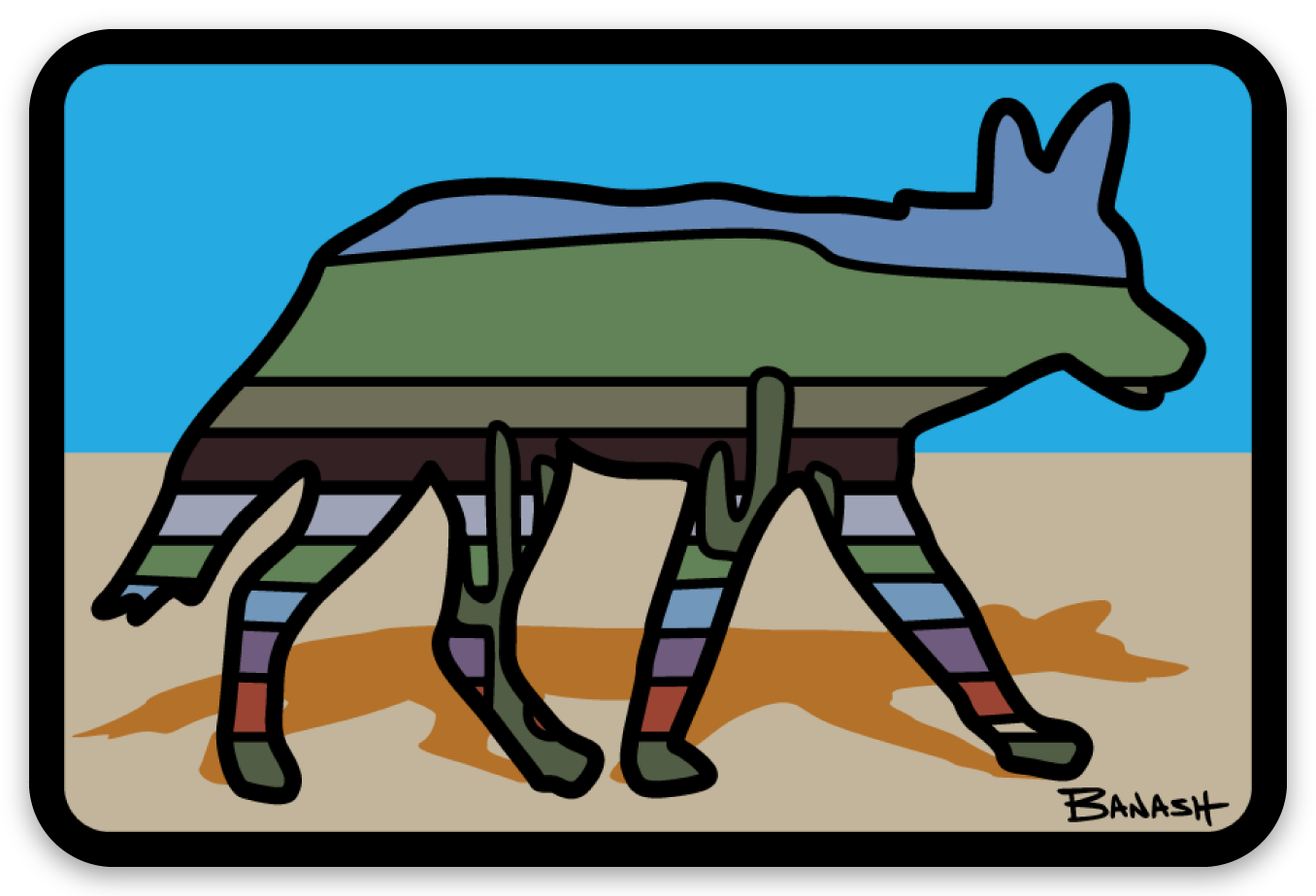 COYOTE CACTUS LINES | RECTANGULAR STICKER, Size: 2x3