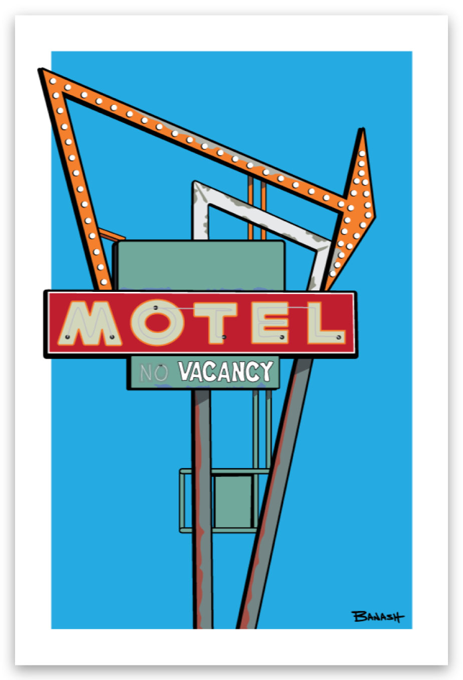 ALBUQUERQUE ROUTE 66 MOTEL SIGN | RECTANGLE MAGNET