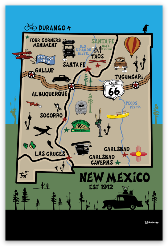 DESTINATION MAP . NEW MEXICO | RECTANGLE MAGNET