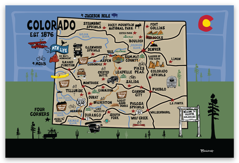 DESTINATION MAP . COLORADO | RECTANGLE MAGNET