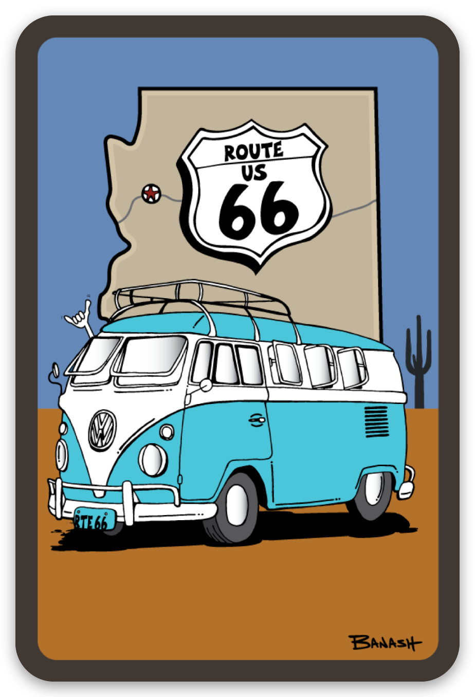 ROUTE 66 ARIZONA STATE OUTLINE | RECTANGLE MAGNET