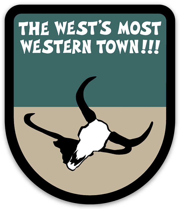 WESTERN TOWN . COW SKULL | BADGE MAGNET