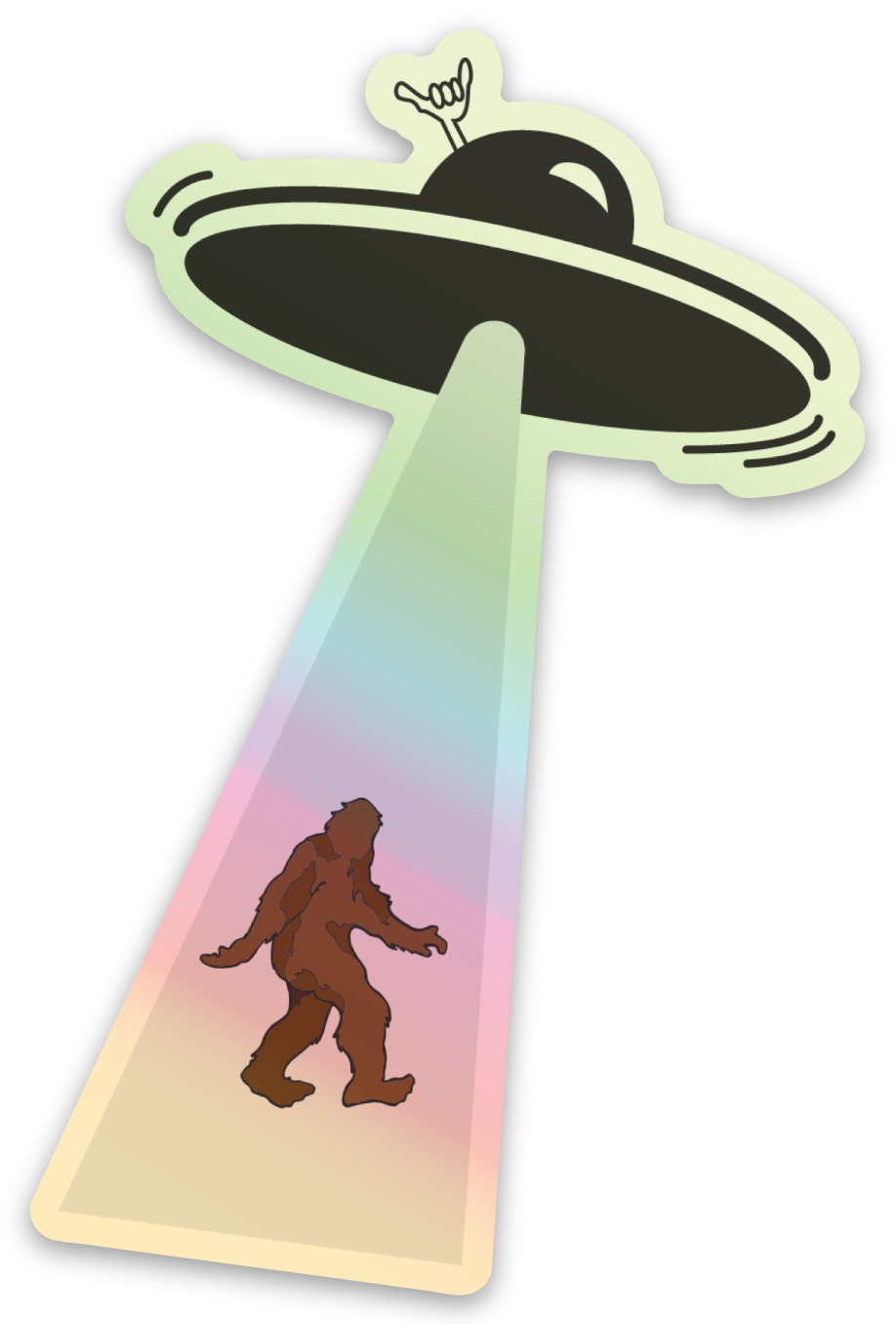 UFO SASQUATCH | DIE CUT STICKER, STYLE: HOLOGRAPHIC 1.98x3
