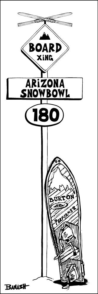 ARIZONA SNOWBOWL . 180 . BOARD XING SIGN | CANVAS | ILLUSTRATION | 1:3 RATIO