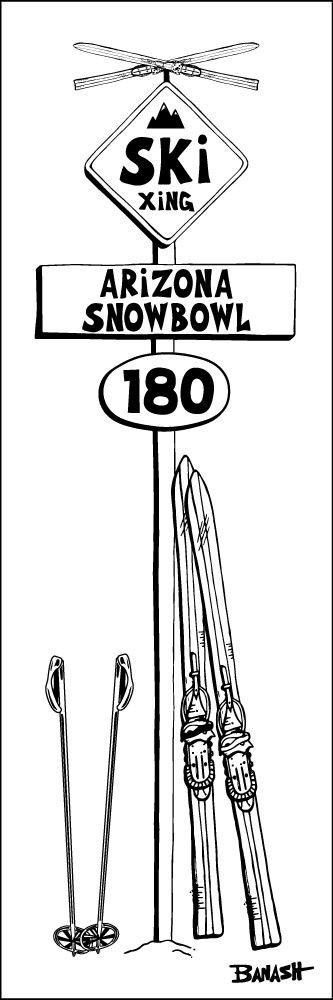 ARIZONA SNOWBOWL . 180 . SKI XING SIGN | CANVAS | ILLUSTRATION | 1:3 RATIO