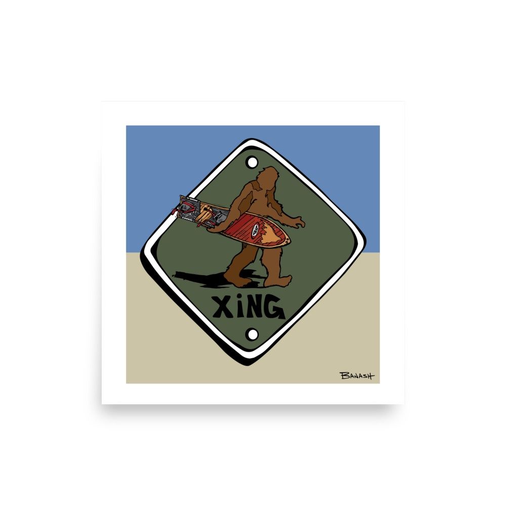 SASQUATCH SNOWBOARD XING | POSTER PRINT | ILLUSTRATION | 1:1 RATIO