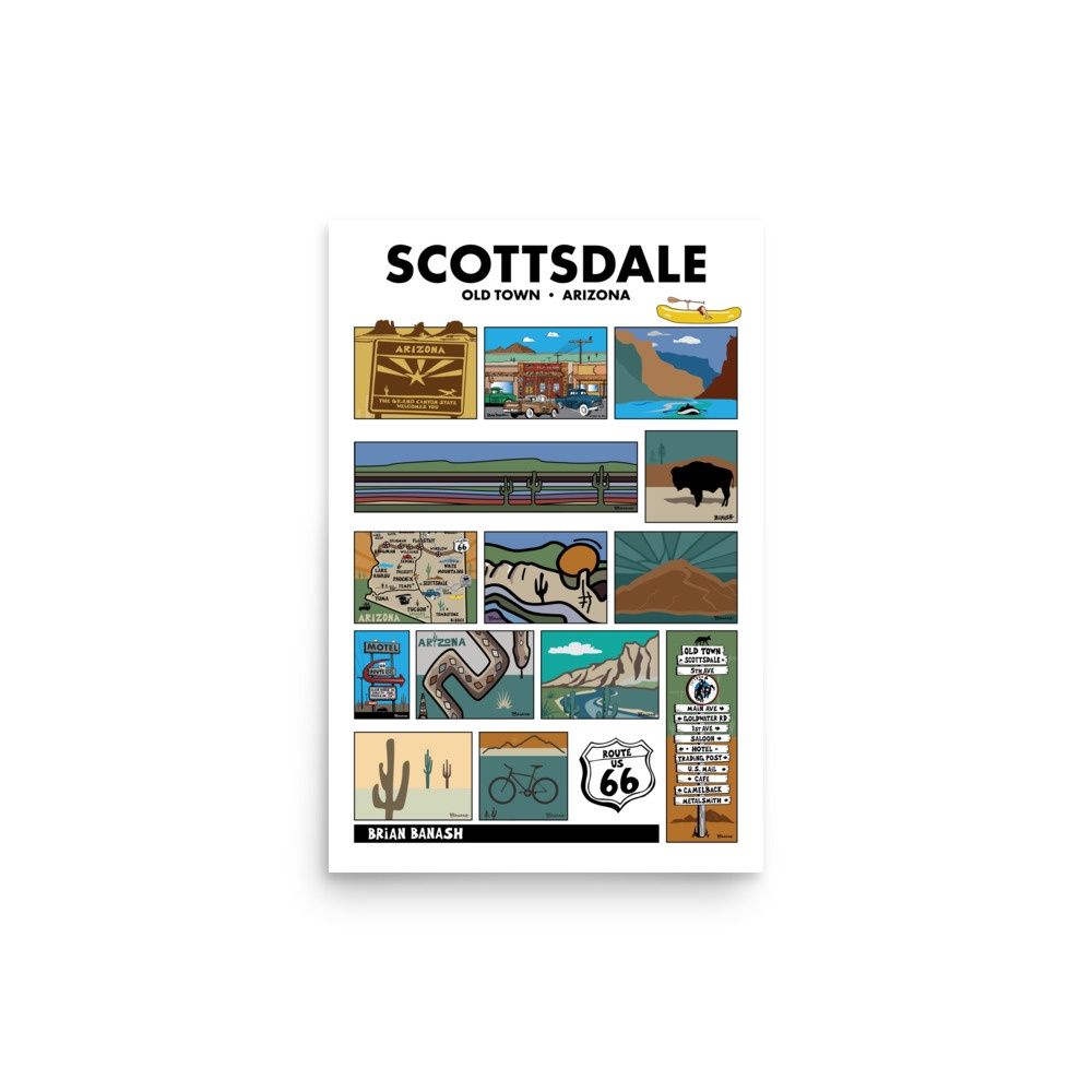 SCOTTSDALE LOCAL TOWN OUTLINES | POSTER PRINT | ILLUSTRATION | 2:3 RATIO