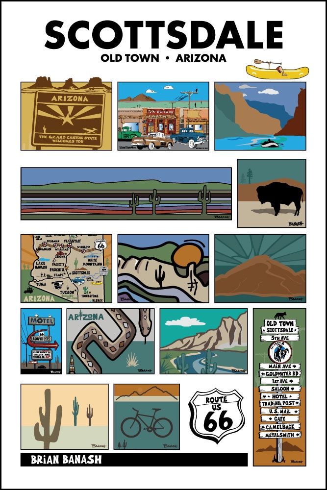 SCOTTSDALE LOCAL TOWN OUTLINE | CANVAS | ILLUSTRATION | 2:3 RATIO