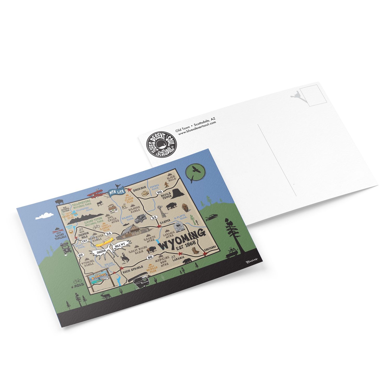WYOMING DESTINATION MAP | 6&quot; x 9&quot; POSTCARD