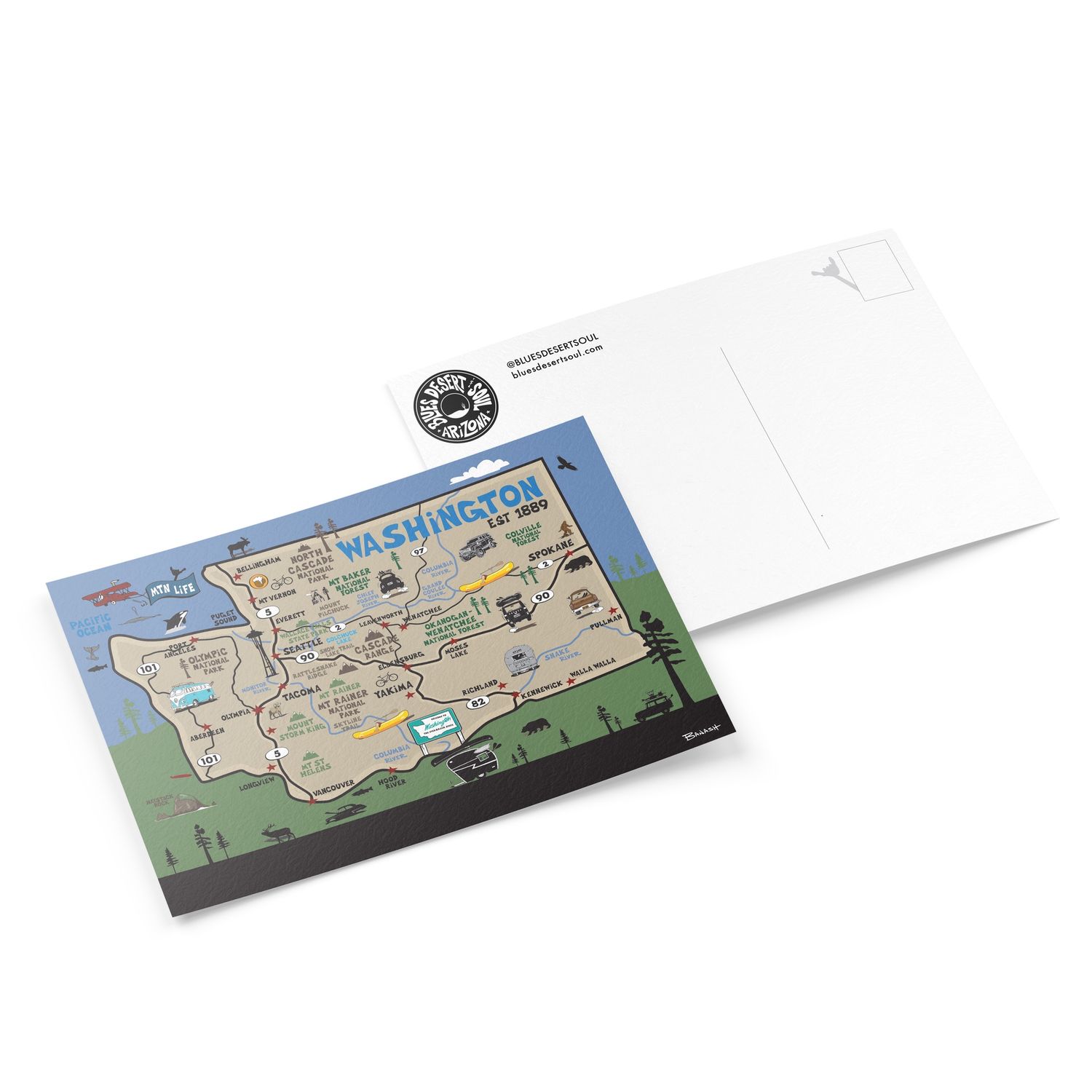 WASHINGTON DESTINATION MAP | 6&quot; x 9&quot; POSTCARD