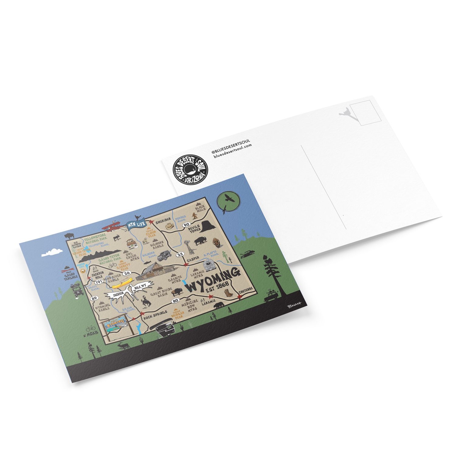 WYOMING DESTINATION MAP | 6&quot; x 9&quot; POSTCARD