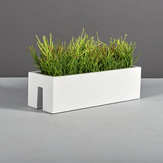 Jardinera Rectangular con Rail de Fibra de Vidrio