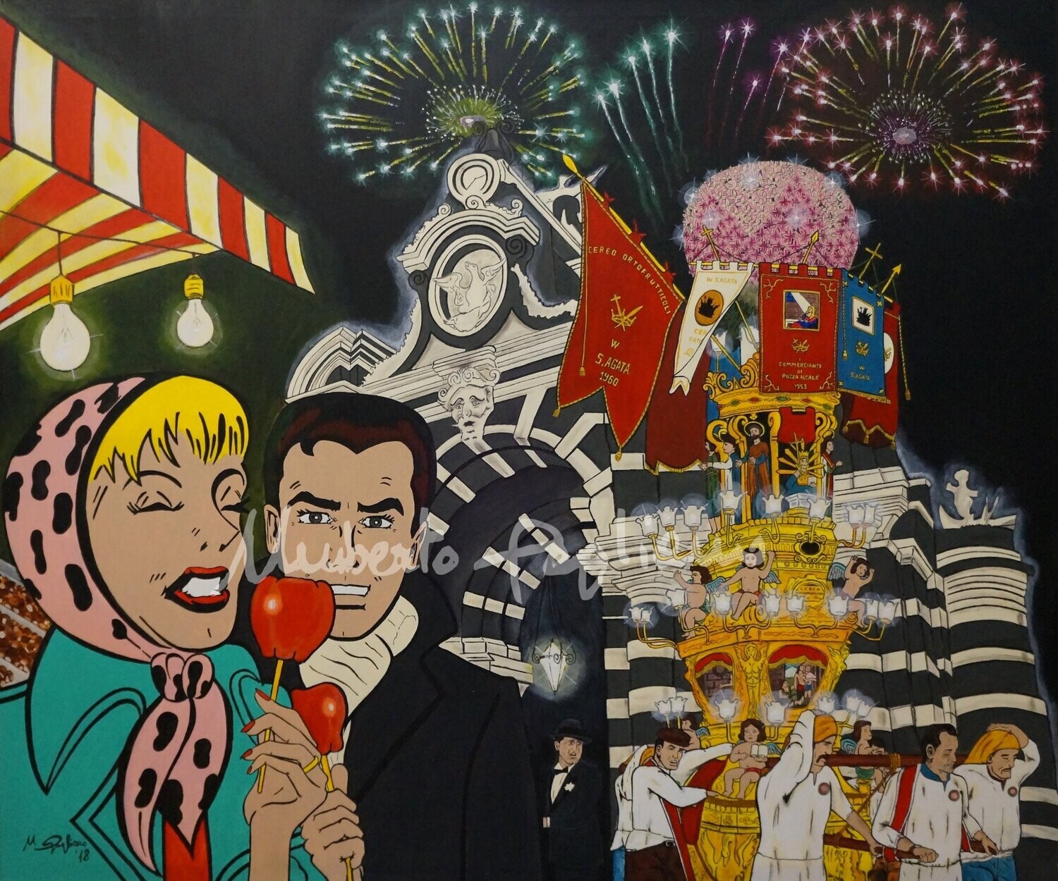 Dipinto "Fuochi al fortino"