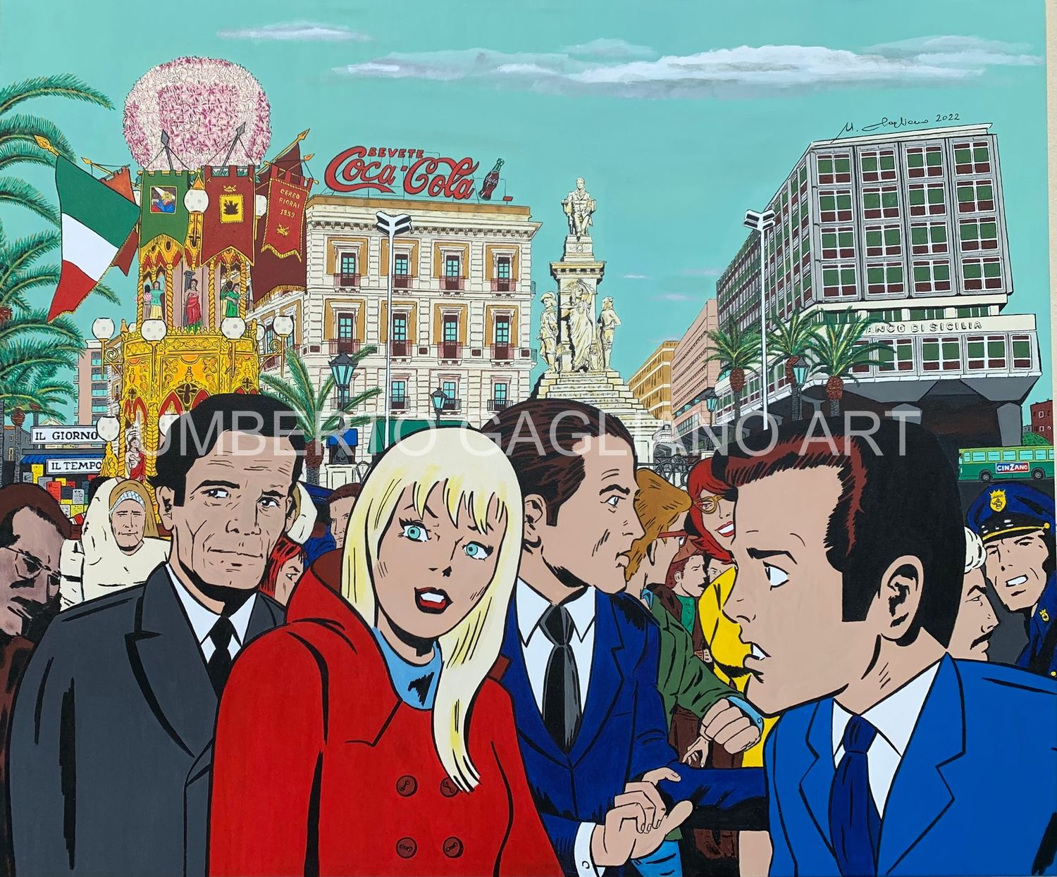 Dipinto Dipinto "Catania - Pasolini in piazza Stesicoro"