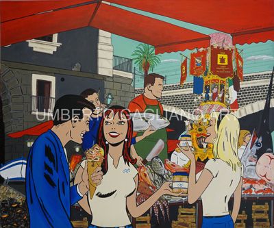 Dipinto Dipinto "Catania - Piazza Pardo, mercato del pesce"