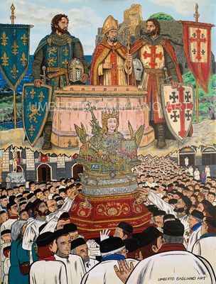Dipinto Dipinto "Sant'Agata, Gisliberto, Goselmo e il Vescovo Maurizio"