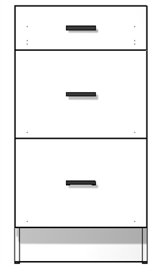 White SLAB Base Cabinet 3 Bank