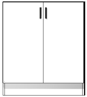 White SLAB Base Cabinet Full Height Doors