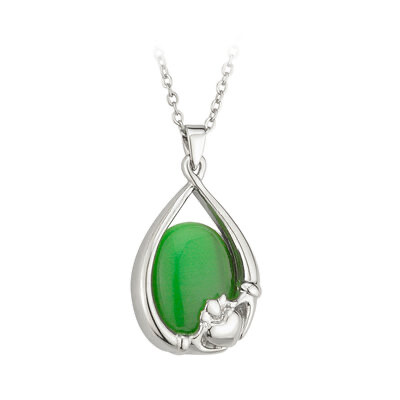 Claddagh Green Cat Eye pendant