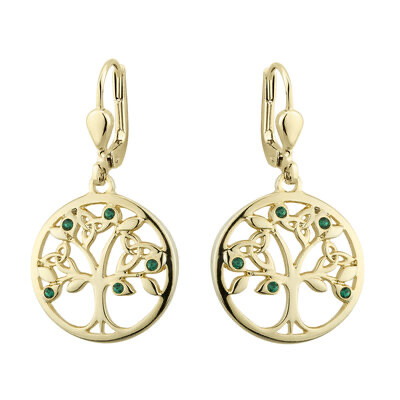 Gold Plated Tree of Life drop earrings