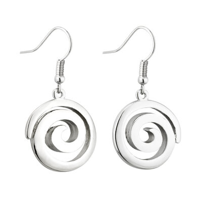 Rhodium Large Spiral Drop earrings