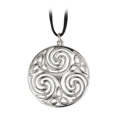 Rhodium Plated Round Celtic Spiral pendant