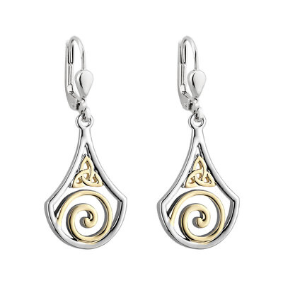 Two Tone Trinity Swirl Drop earrings