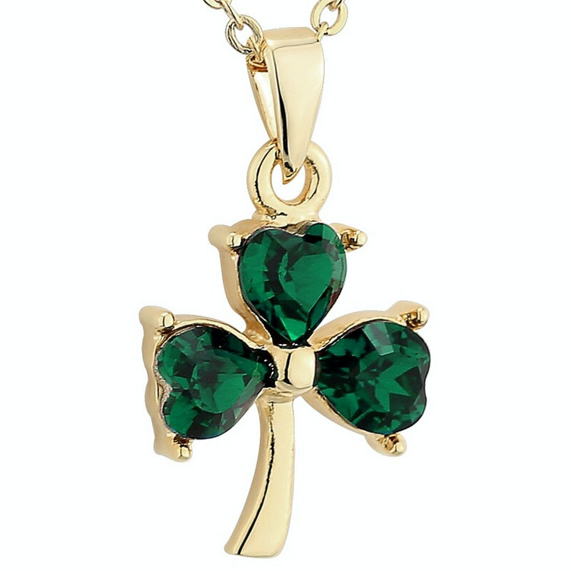 Green and Gold Plated Shamrock Necklace