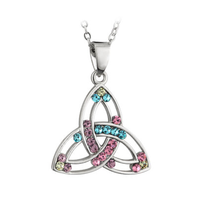 Trinity with Crystals Rodium Plated pendant