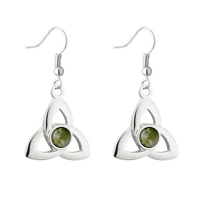 Rhodium Connemara Marble Trinity earrings