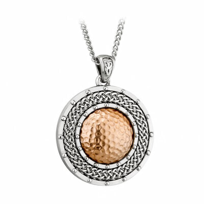 Rhodium and Rose Gold Plated Dome Pendant