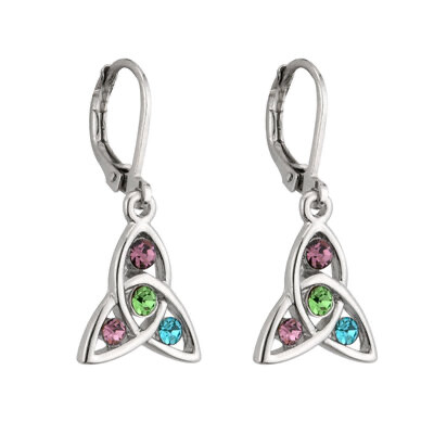 Rhodium Crystal Trinity Drop earrings