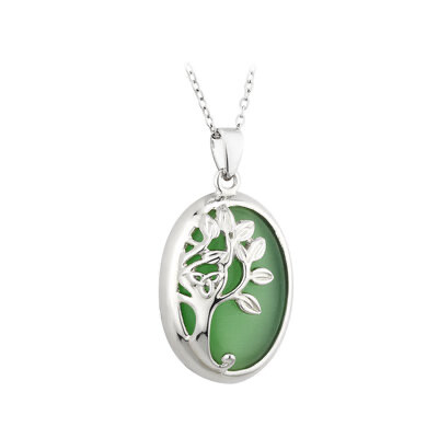 Green Cat Eye Tree of Life pendant