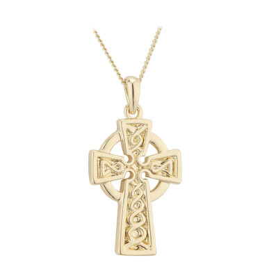 Gold Plated Embossed Celtic Cross pendant