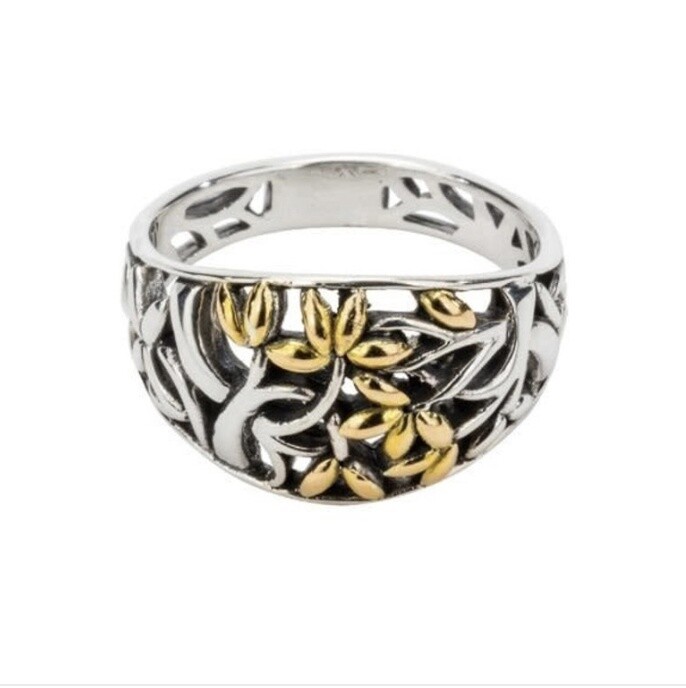 S/S GOLD TREE OF LIFE RING