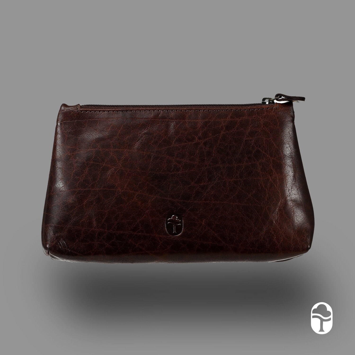 COSMETIC POUCH-DARK BROWN