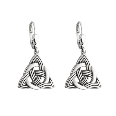 Rhodium Trinity Knot Drop earrings