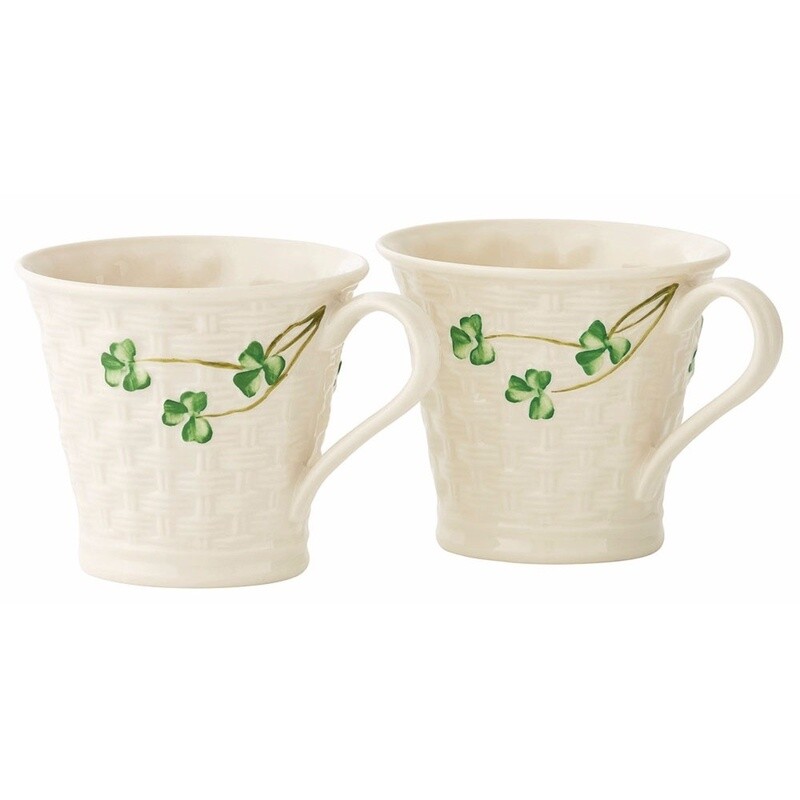 Belleek Set Of 2 Basketweave Mugs