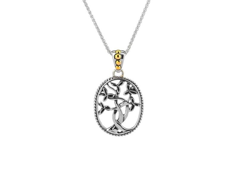 STERLING SILVER 18K GOLD TREE OF LIFE PENDANT SMALL