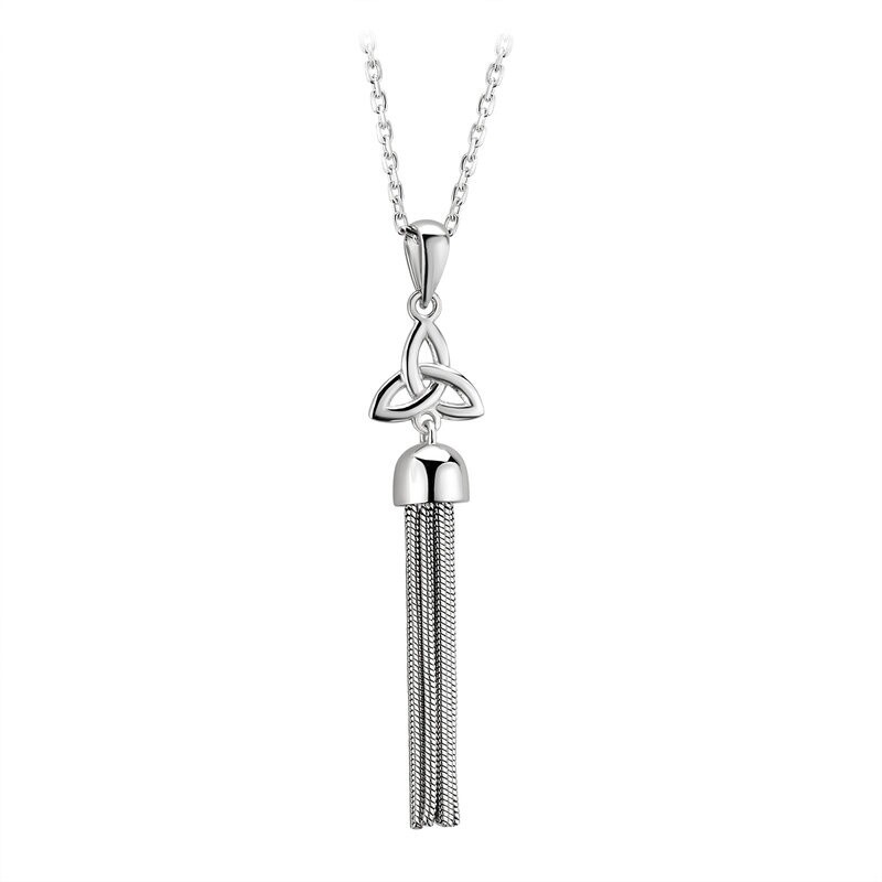 Sterling Silver Trinity Knot Tassle Necklace X