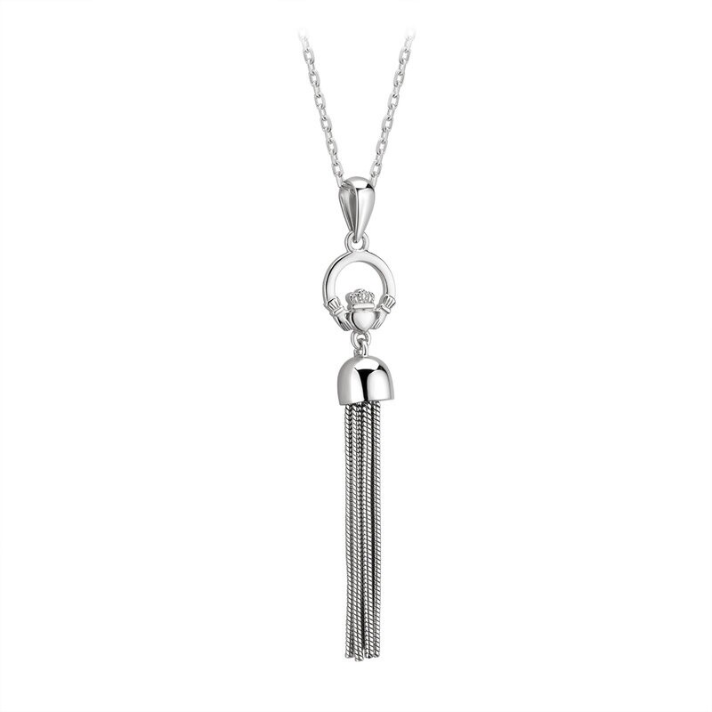Sterling Silver Claddagh Tassle Necklace