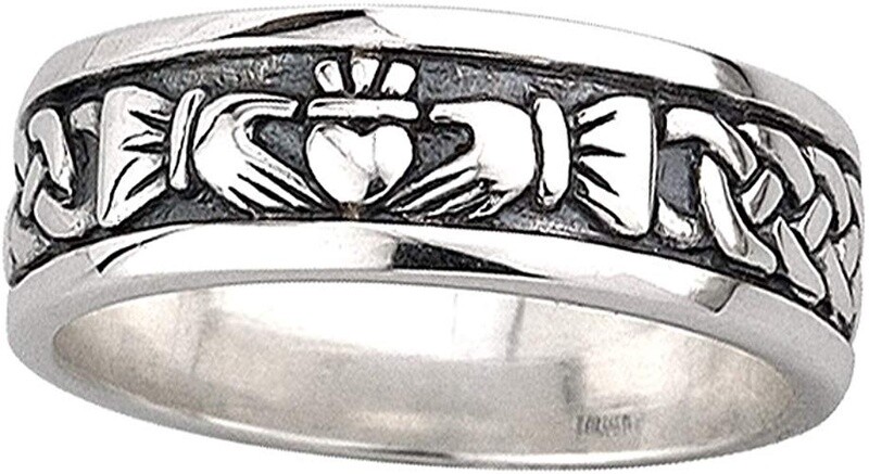 Sterling Silver Claddagh Mens Band