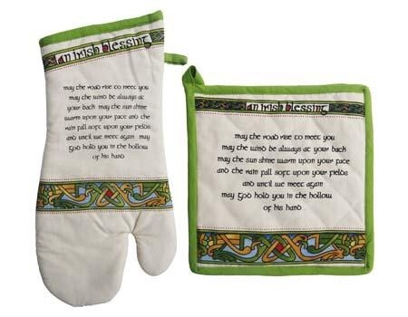 Irish Bless Oven Mitt/Pot Holder - Irish Weave