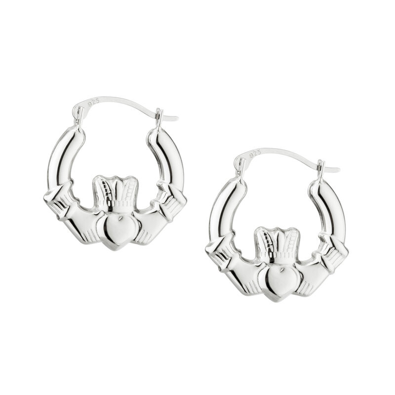 Sterling Silver Small Claddagh Hoop earrings