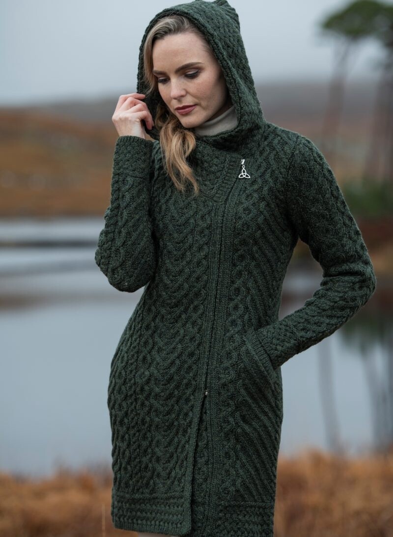 Claddagh Heart Design Side Zip Coat